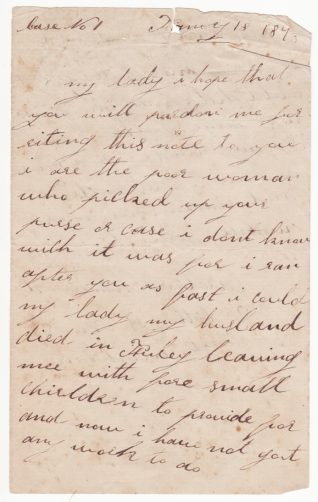 Letter from Caroline Homewood to lady in the street