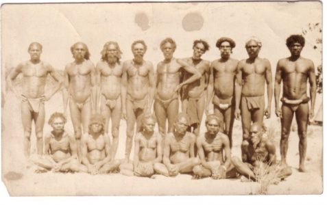 Photograph, taken by Emile Clement, of Aborigines of the Gnalluma tribe of Western Australia