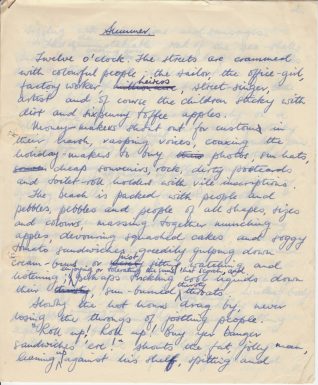 Handwritten essay entitled 'Summer' by Beryl Payne, July 1961 | Contributed to the Letter in the Attic by Beryl Payne