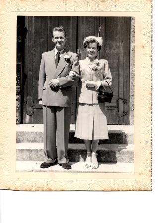 1952 Wedding of Jack Pain and Mary Pain (nee Bermingham). Click on the photograph to open a large version in a new window. | From the private collection of Janet Hunt