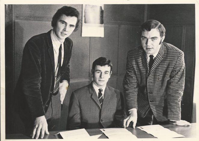 Left to right: Graham Venton, Michael Weller and Alan Phillips having just received their Indentured Apprenticeship Certificates in 1970 | From the private collection of Michael Weller