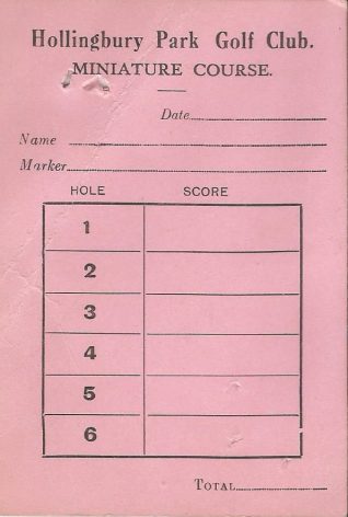 Score card for the Minature Course | HPGC Archive