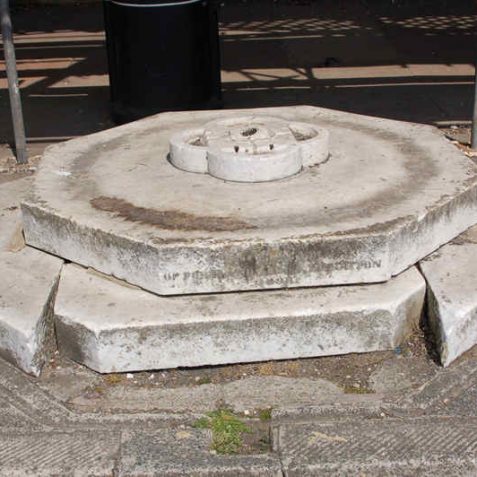 Marble base of a drinking-fountain, erected in 1896 through the munificence of Mrs Bryan of Portland Lodge | Photo by Tony Mould