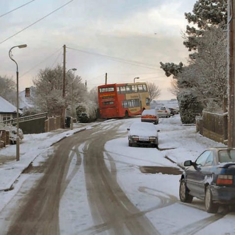 This bus skated on the road and hit a wall. | Photo by Tony Mould