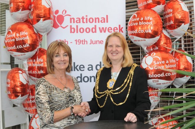 Pat Conely with the Mayor of Brighton and Hove, Councillor Anne Meadows | Photo by Tony Mould