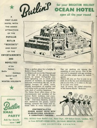 Advertising leaflet showcasing the Butiln's Ocean Hotel c. 1950s. | From the private collection of Tony Drury