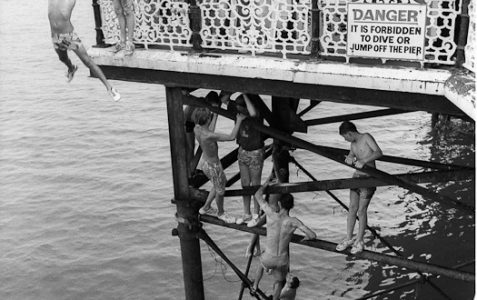 Diving off Palace Pier 1988