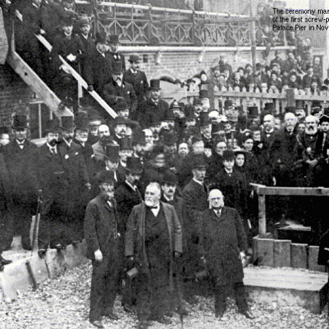 Ceremony marking the driving of the first screw pile of the new Palace Pier in 1891 | From the 'My Brighton' exhibit