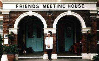 Pat outside the Friends' Meeting House | Photo by Sara Kirkpatrick