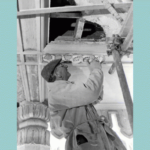 Man restoring stone carvings at the Pavilion | Photo from the original 'My Brighton' exhibit