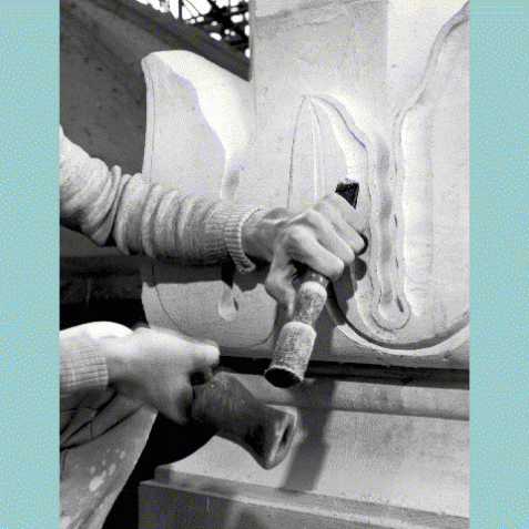 Restoring stone carvings at the Pavilion | Photo from the original 'My Brighton' exhibit