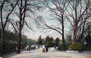 Residents enjoying a winter stroll in Preston Park, c 1905 | Photo supplied by Jacqueline Pollard, Brighton Books