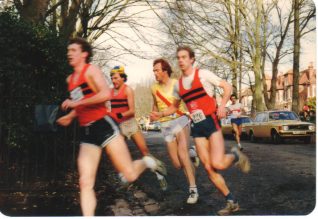 Boxing Day race in Preston Park, with the author, Peter Crowhurst in the yellow | Photo by Peter Crowhurst