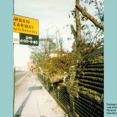 Damage to the wall enclosing Hanover Crescent from The Level | Image from the 'My Brighton' exhibit