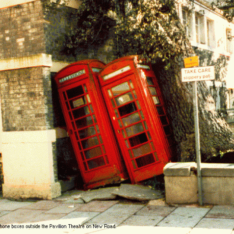 Collapsed telephone boxes outside the Pavilion Theatre, New Road | Image from the 'My Brighton' exhibit