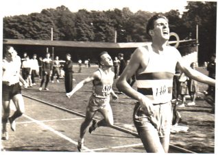 Roy Taylor finishing second in a mile race at Withdean, 5.9.59 | From the private collection of Roy Taylor