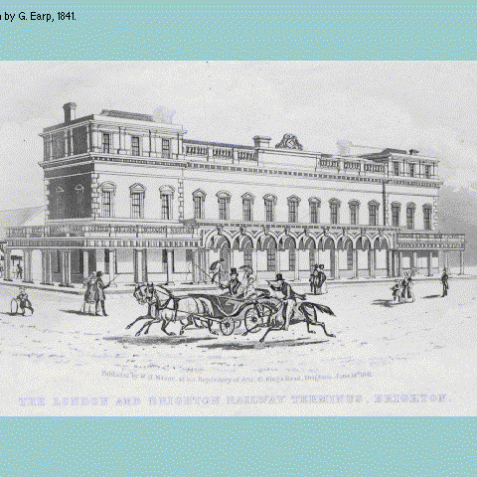 Brighton Station drawn by G. Earp 1841