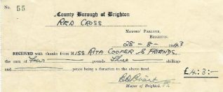 Receipt issued by Alderman Bernard Dutton Briant, Mayor of Brighton 1943 | From the private collection of Rita Denman