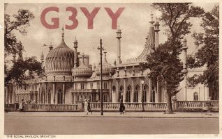 Cyril Fairchild's blank QSL card, showing the Royal Pavilion | Contributed to Letter in the Attic by Beryl Payne and Hazel Fairchild