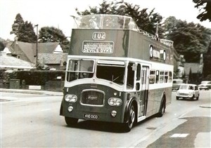Southdown 410, a convertible open-topper, passes Cedars Gardens on London Road on a summer Sunday bound for Devil's Dyke | From the private collection of Martin Nimmo