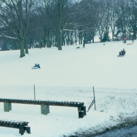 A view out of the north gate, the winter of 1986 before the storm | Photo by K W Barrington