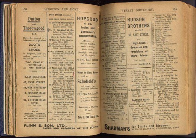 Pikes Street Directory of Brighton, 1918 | Image reproduced with permission from Brighton History Centre