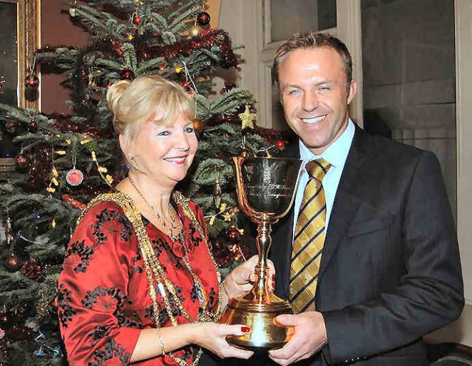 The Mayor Councillor Carol Theobald and Sussex CCC captain Chris Adams | Photo by Tony Mould