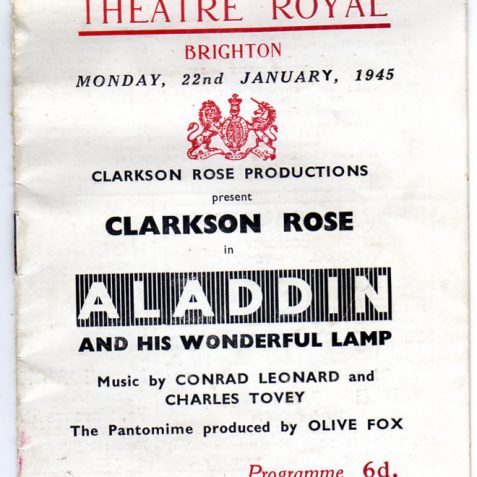 Pantomime programme | From the private collection of Elizabeth Wickstead