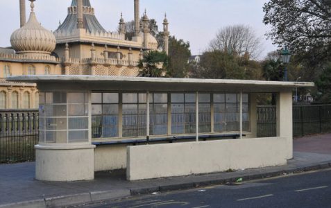 Three tram shelters in Pavilion Parade