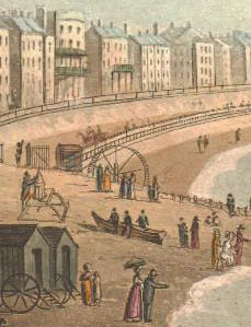 View two of the treadwheel, or waterwheel, at the Chain Pier Esplanade 1823-4. | Courtesy of the Society of Brighton Print Collectors