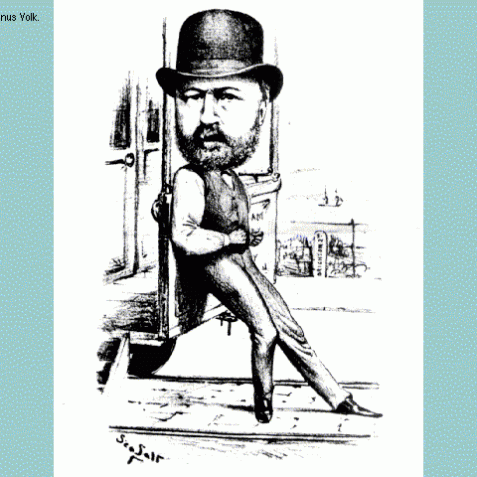 Cartoon of Magnus Volk | Image and text from the 'My Brighton' museum exhibit