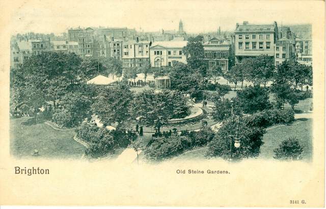 Postcard showing Old Steine Gardens: part of Valley Gardens, c.1904. | Image reproduced with kind permission from Brighton and Hove in Pictures by Brighton and Hove City Council