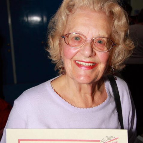 Yvonne Bligh, with the Letter in the Attic contributor's certificate | Photo by John Desborough